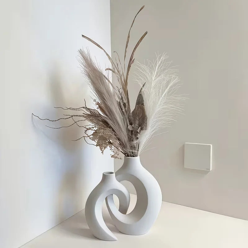 Elegant White Plastic Vase Set | Modern Home Decor for All Spaces