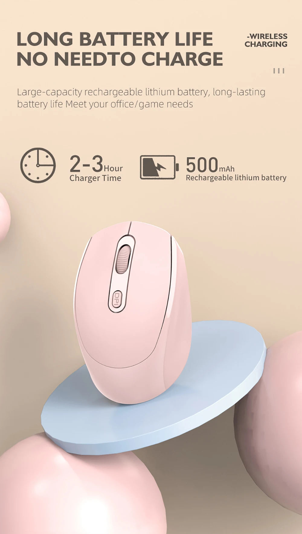 Ergonomic Wireless Silent Mouse | Rechargeable & Dual Mode