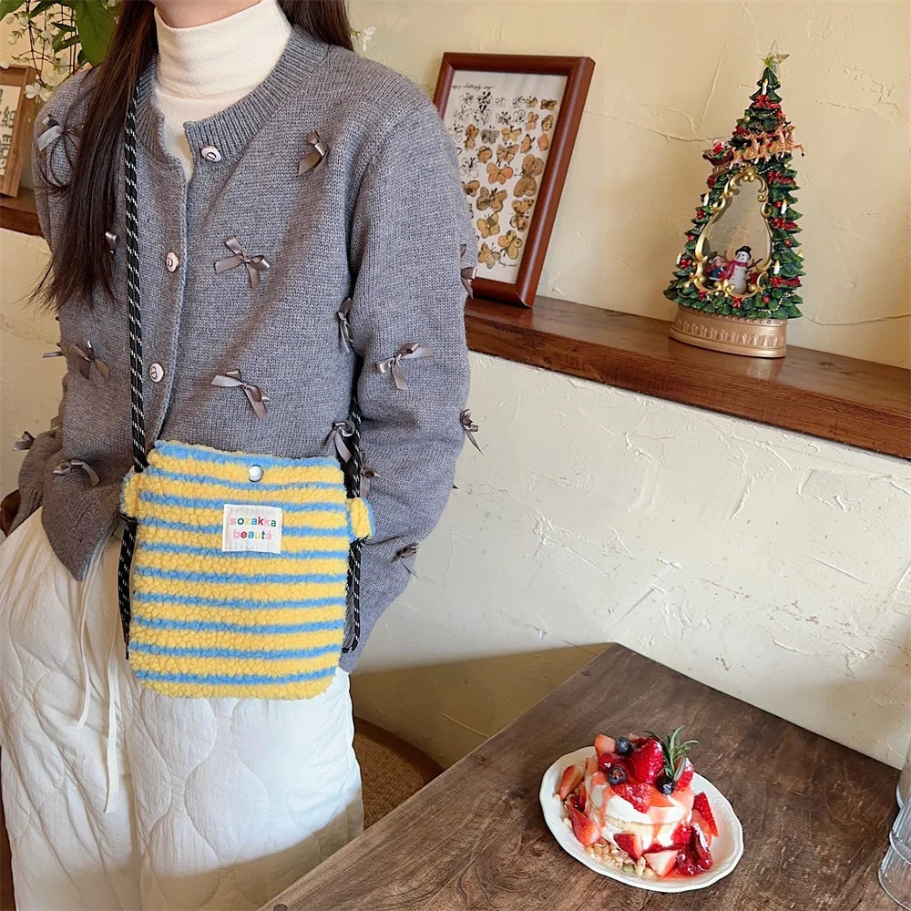 Cute Plush Dot Crossbody Bags for Women | Portable Shoulder Bag