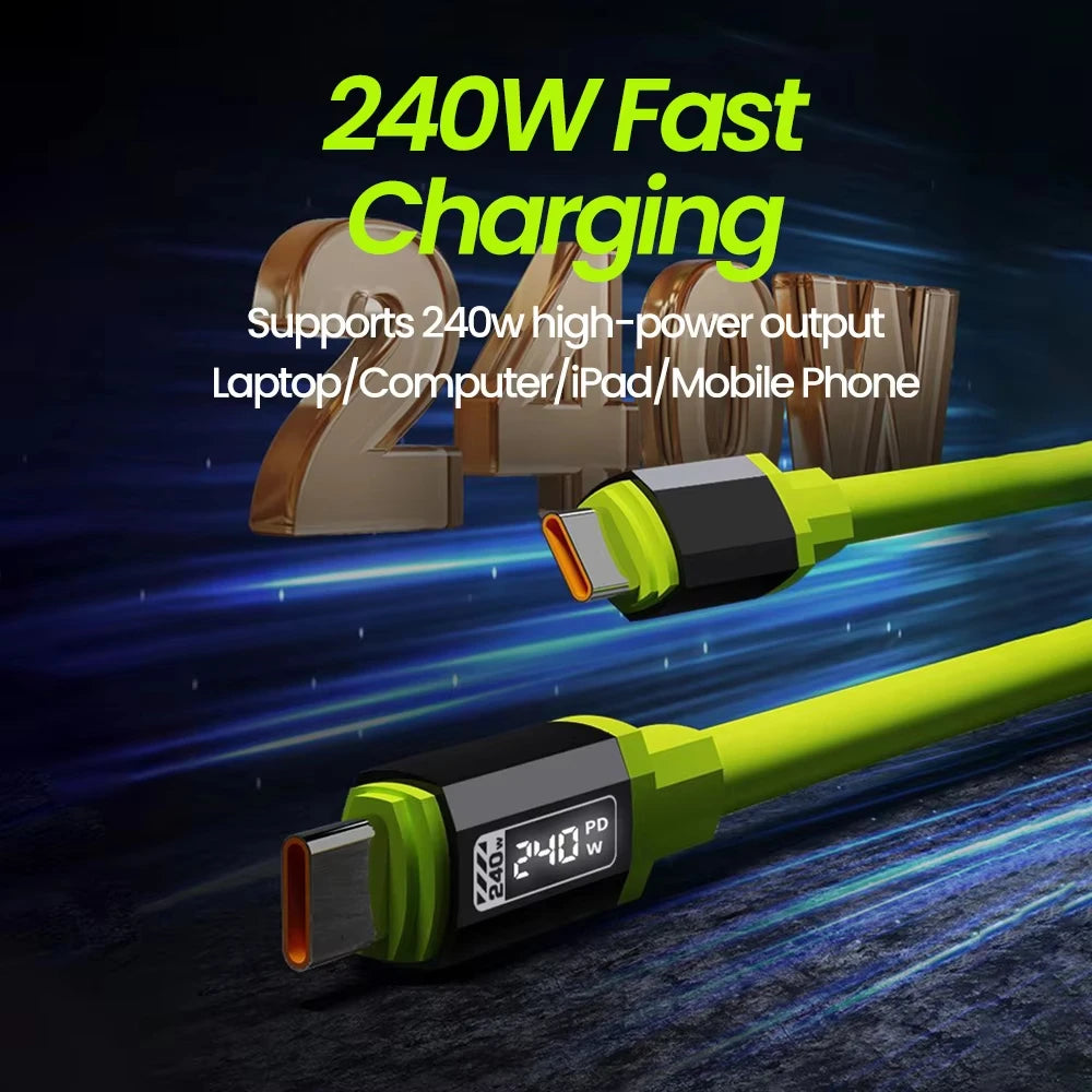 240W Type C to Type C Fast Charging Cable | High-Speed Data Sync