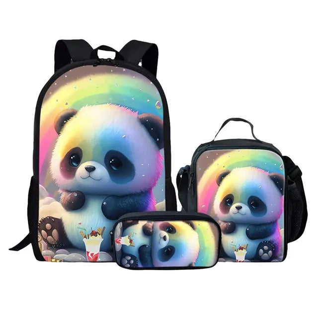Anime Panda Print Backpack | Trendy School Bag for Kids