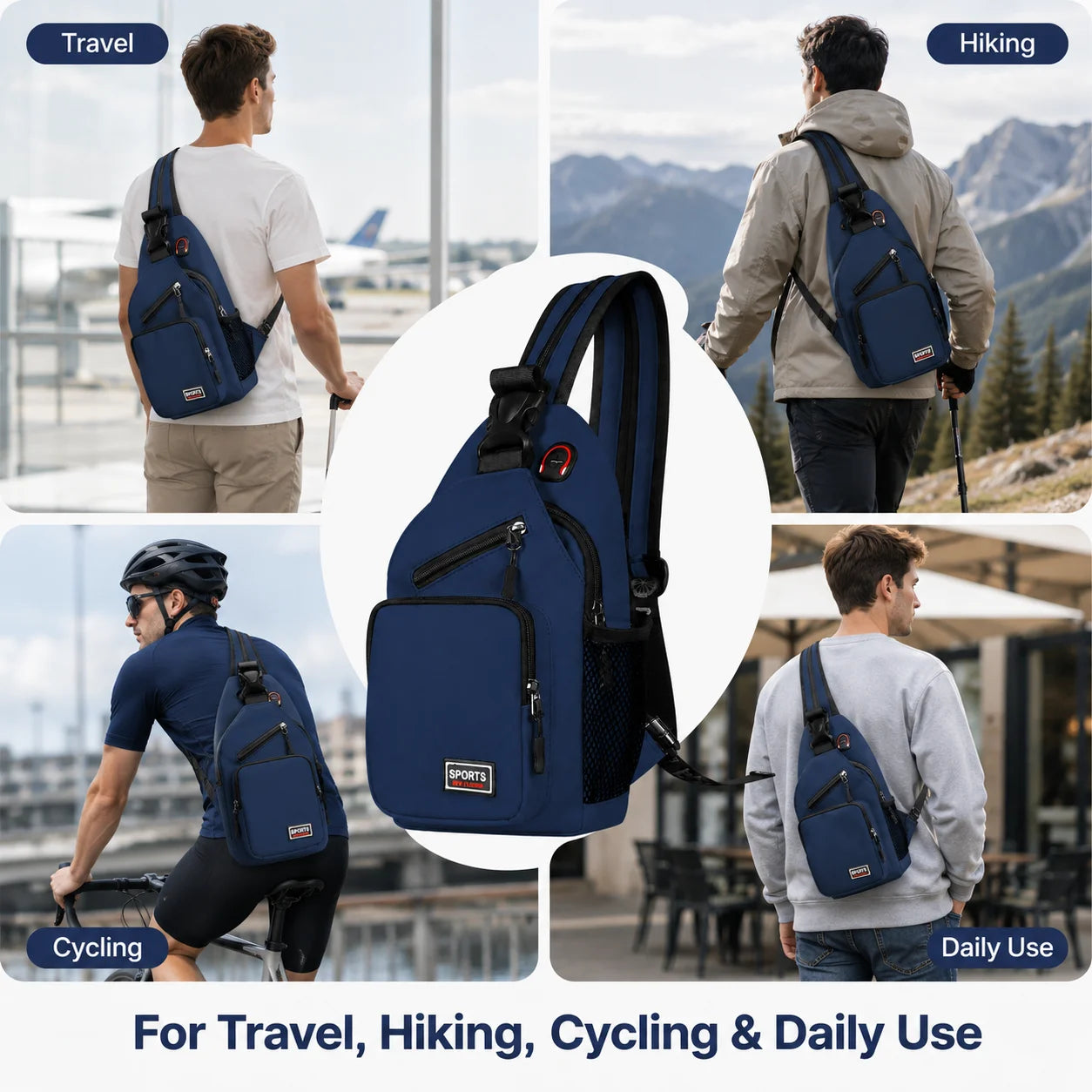 Water Resistant Oxford Sling Backpack | Lightweight Crossbody Bag