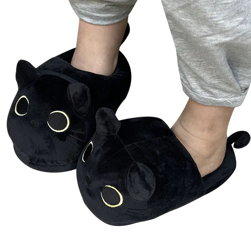 Cute Cartoon Cat Plush Slippers | Cozy Winter Indoor Footwear