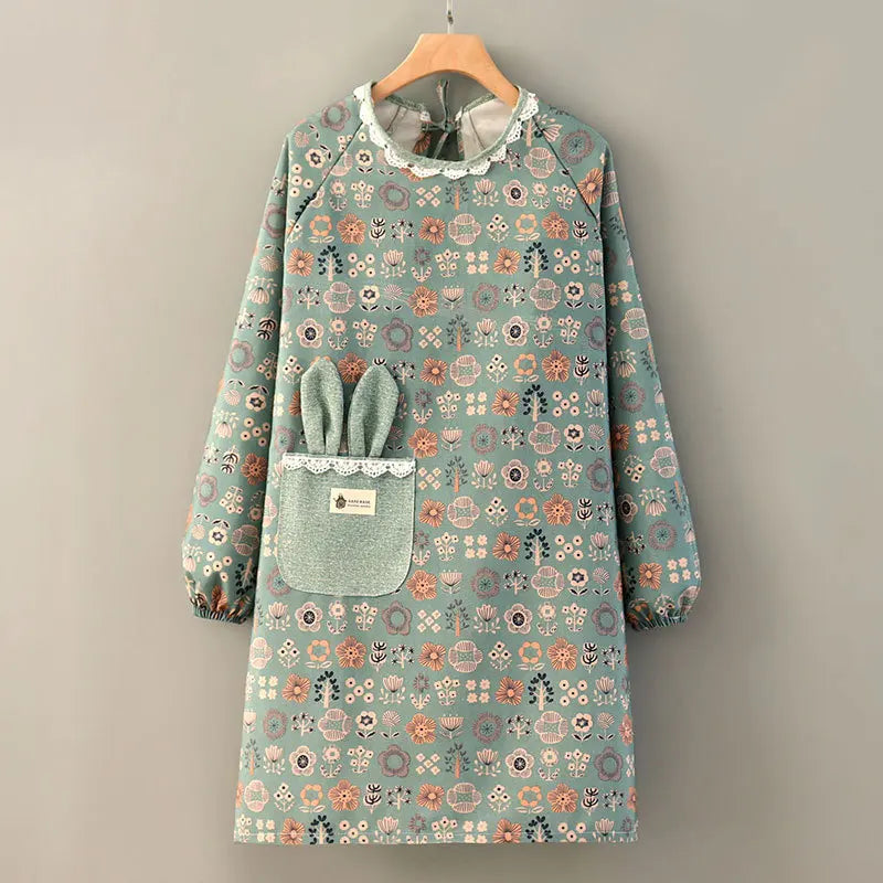 Flower Printed Kitchen Apron | Stylish Cooking Smock for Home