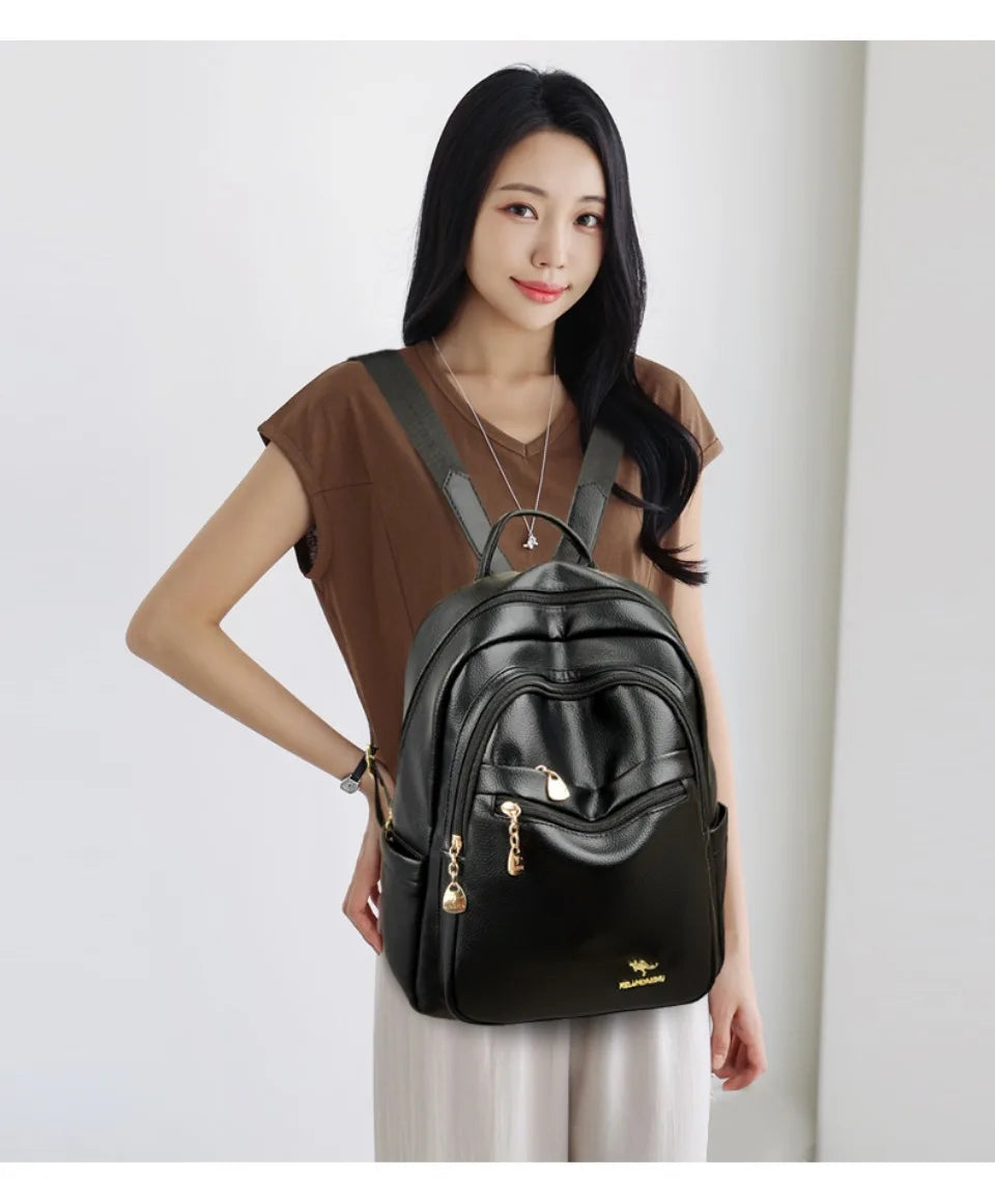 Stylish Leather Backpack for Women | Spacious Daily Use