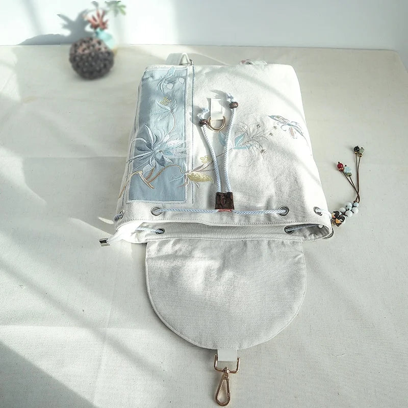 Mochila de 15 pulgadas estilo retro chino | Mochila bordada hecha a mano