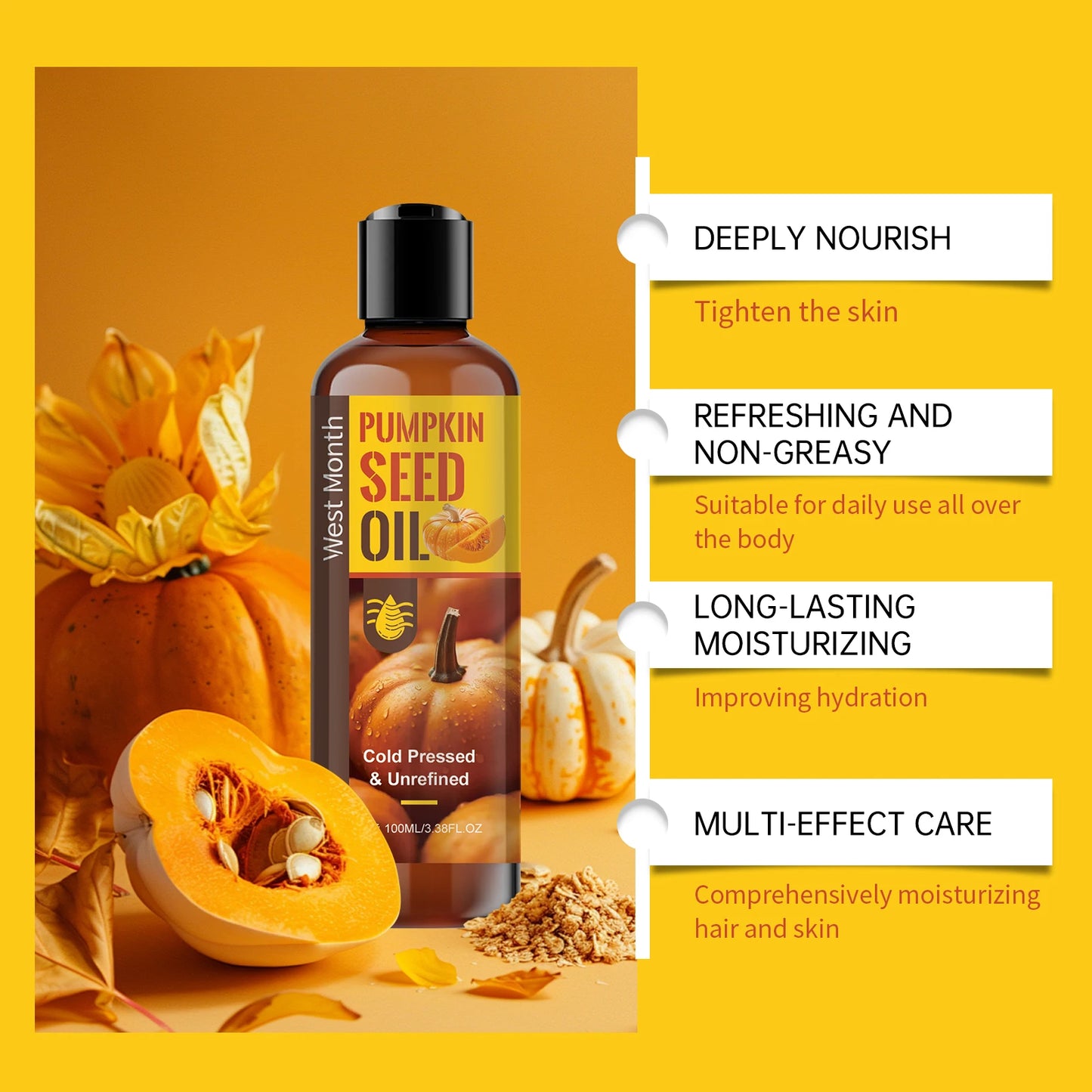Organic Pumpkin Seed Oil for Hair Growth & Skin Hydration