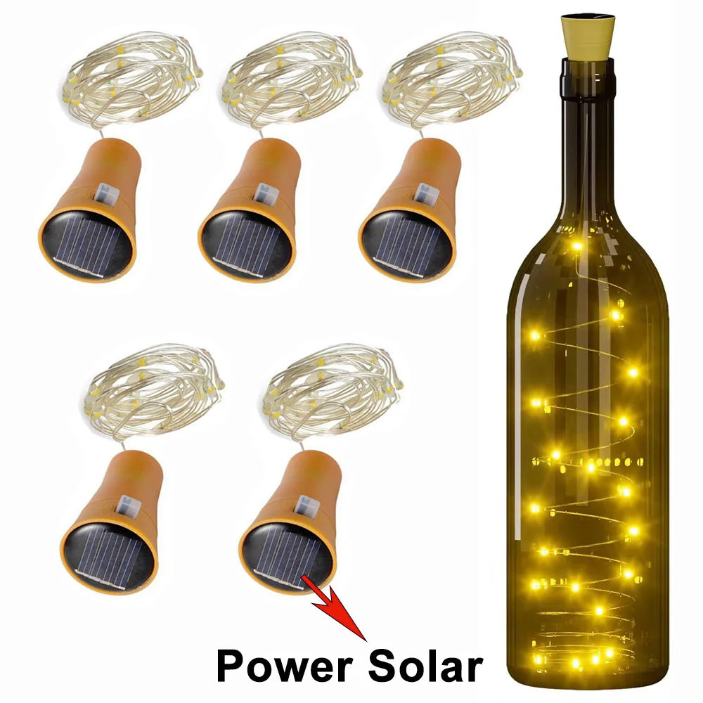 20LED Solar Fairy Cork Bottle String Lights | Wedding & Garden Decor