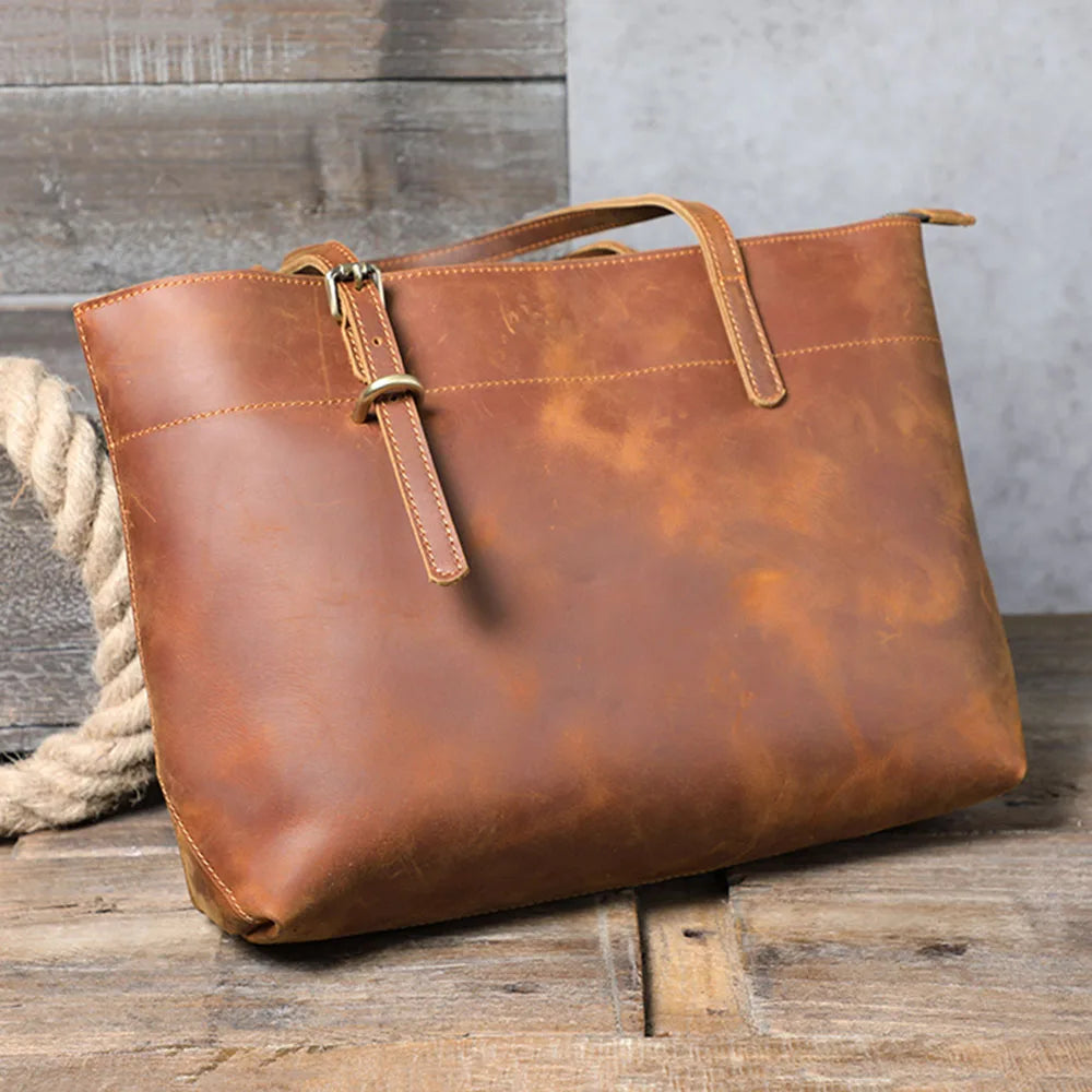 Vintage Genuine Leather Men's Tote & Briefcase | Stylish & Versatile