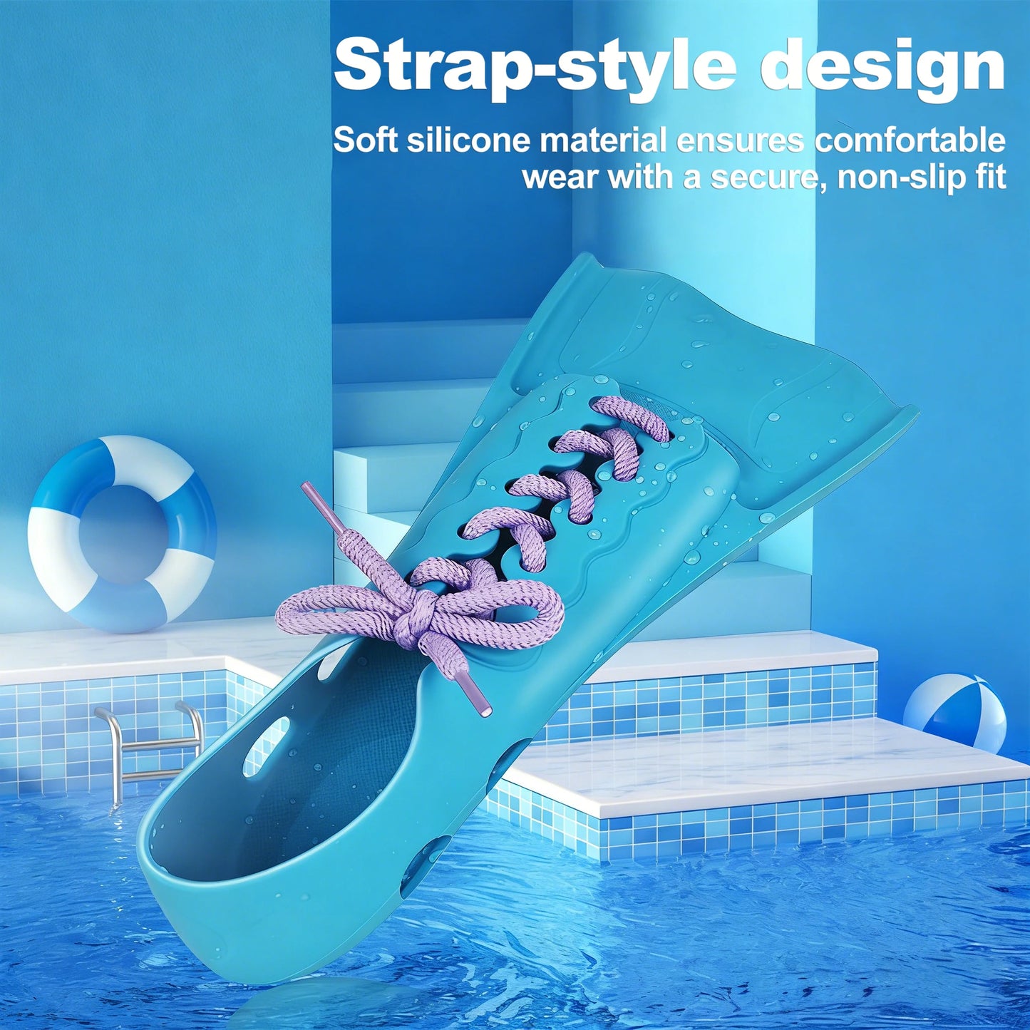 Adjustable Short Snorkeling Fins | Anti-Slip Swimming Equipment