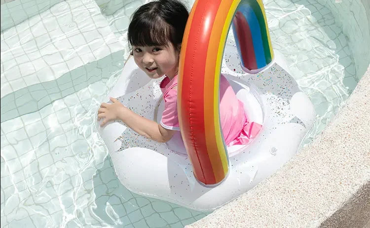 Rainbow Inflatable Swimming Ring | Fun Pool Float for All Ages