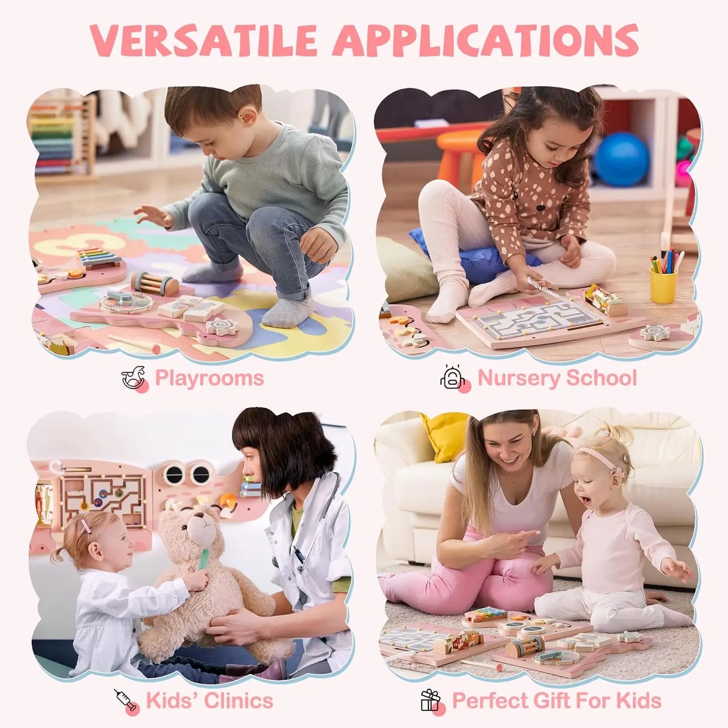 Wooden Montessori Busy Board | Engaging Wall-Mounted Toy for Kids