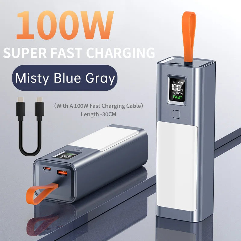 100W Power Bank 100000mAh with Headlamp | Fast Charging External Battery