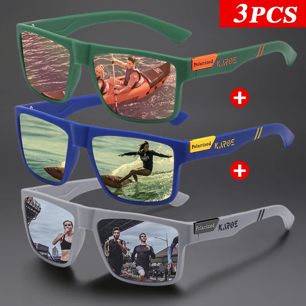 3-Piece Polarized Sport Glasses Set | UV400 Protection Eyewear