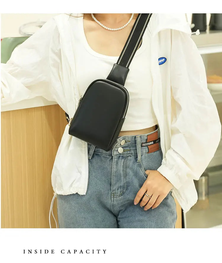 Unisex Soft Leather Chest Bag | Versatile Crossbody Waist Bag