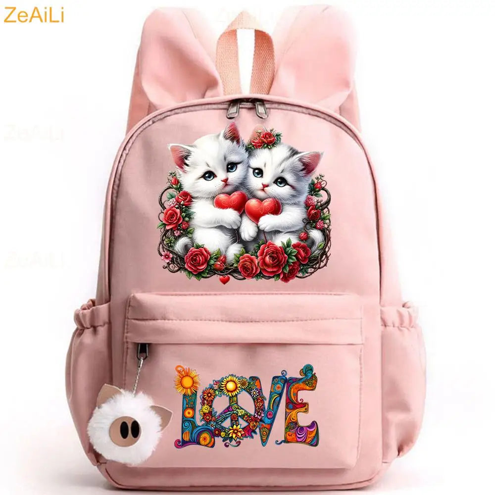 Retro Wolf Head Paw Backpack | Stylish Casual School Rucksack