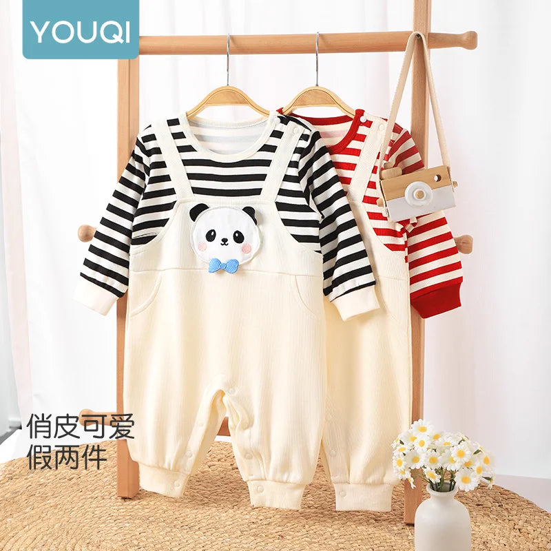 Baby Long-Sleeve Romper | Cute Autumn Suspender Jumpsuit