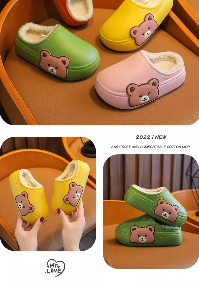 Children's Waterproof Anti-Slip Cotton Slippers | Cozy Winter Footwear