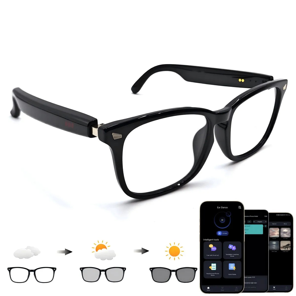 High-Tech Smart Glasses | App Translation & Open-Ear Audio