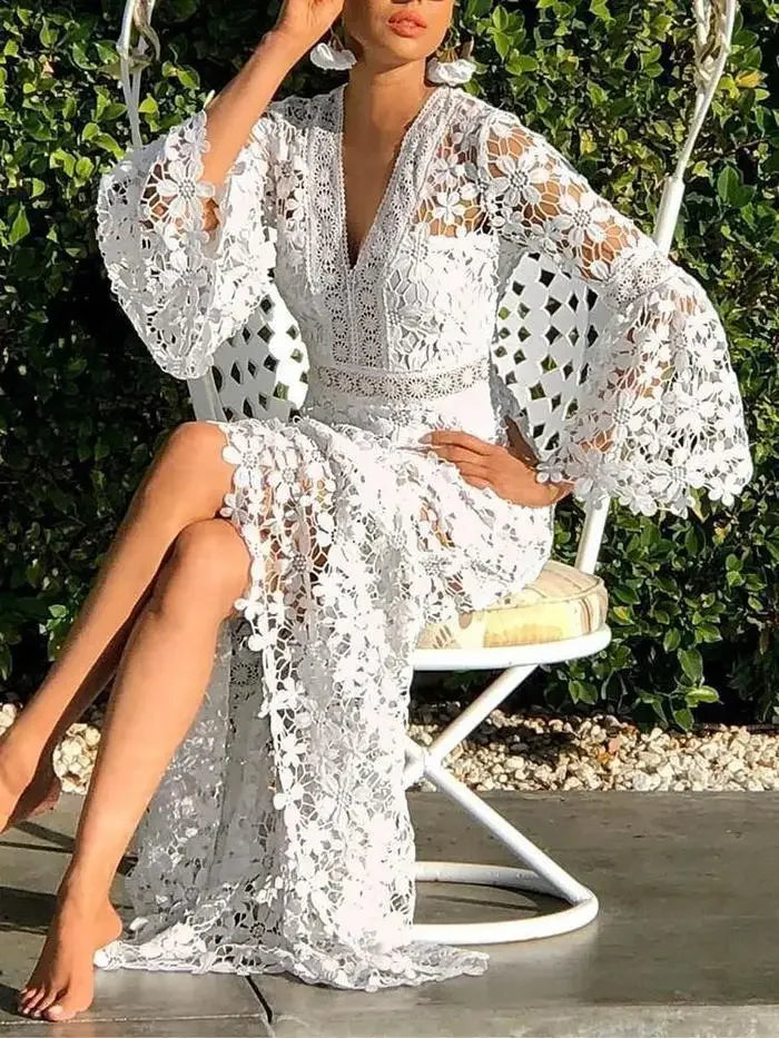 See-Through Hollow-Out Summer Dress for Women | Casual Bohemian Style