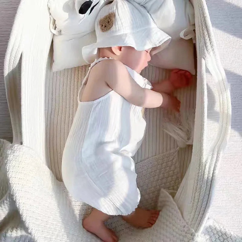 3Pcs Muslin Baby Jumpsuit Set | Stylish Summer Outfit for Kids