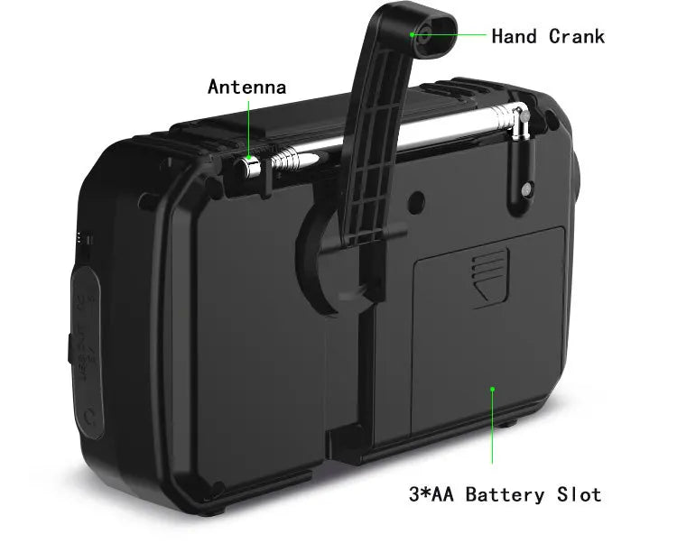 Portable Solar Energy AM FM Radio & Flashlight Emergency Power