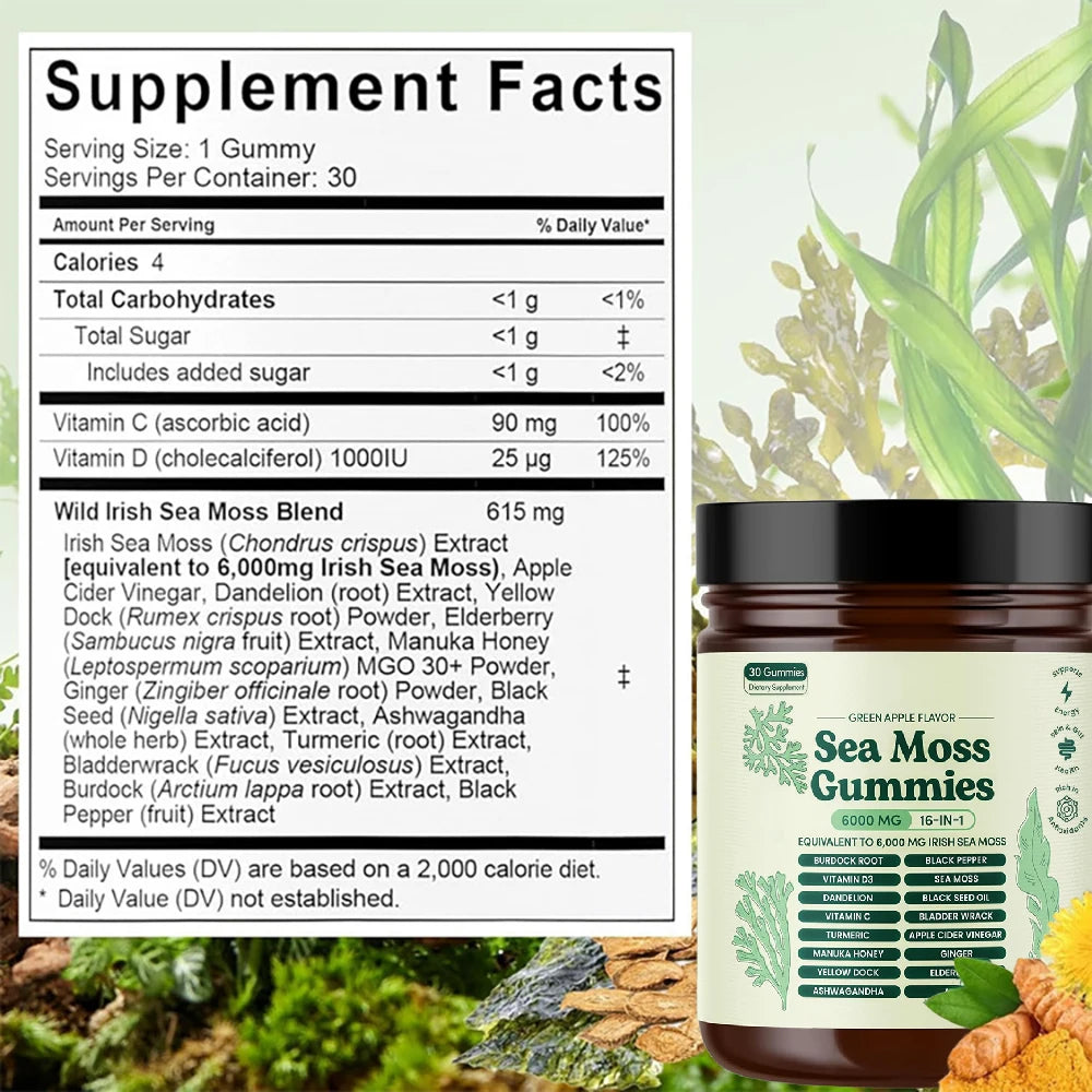 16-in-1 Sea Moss Gummies with Ashwagandha & Turmeric Blend