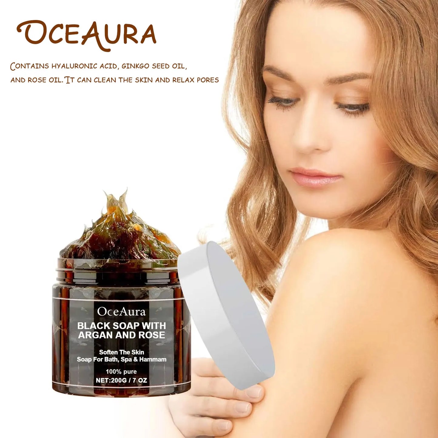 Natural Black Soap with Argan & Rose | Deep Cleansing Exfoliator