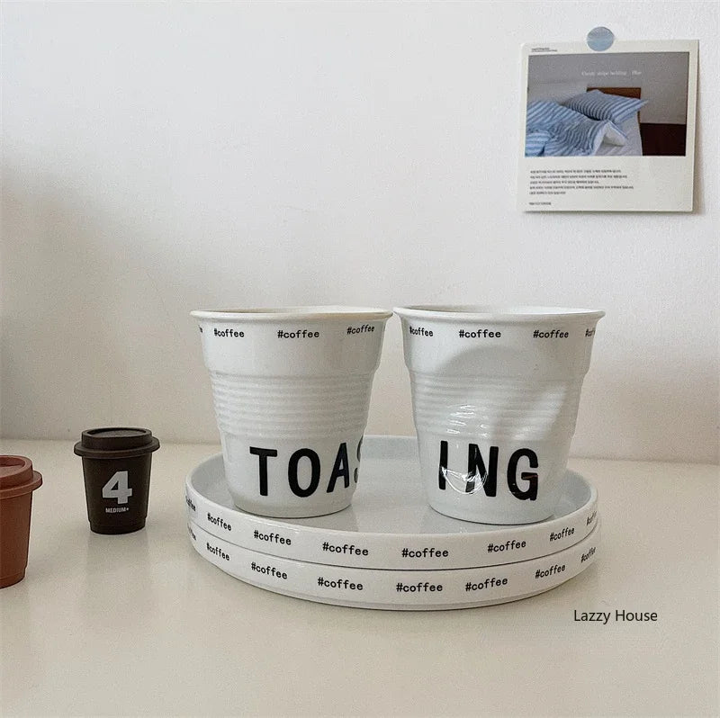 Elegant Korean Style Ceramic Coffee Mug | Nordic Design Tumbler