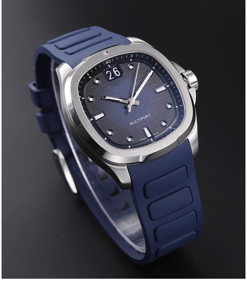 22mm Rubber Watch Strap | Stylish Black/Grey Fluoroelastomer Band