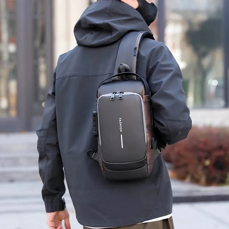 Men's Anti-Theft Chest Bag with USB Port | Waterproof Crossbody Sling