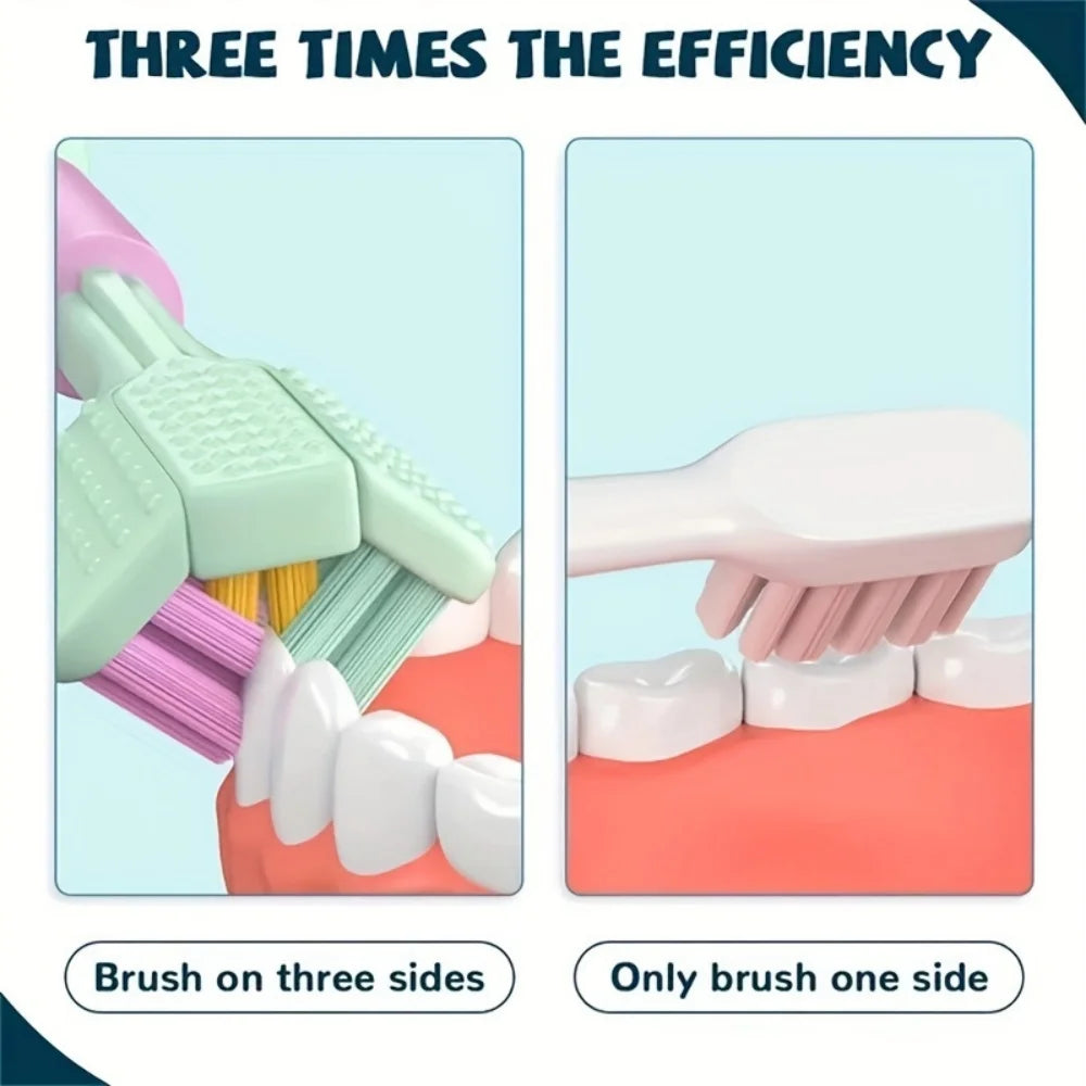 Three-Sided Toothbrush with Ultra-Fine Soft Bristles for Deep Cleaning