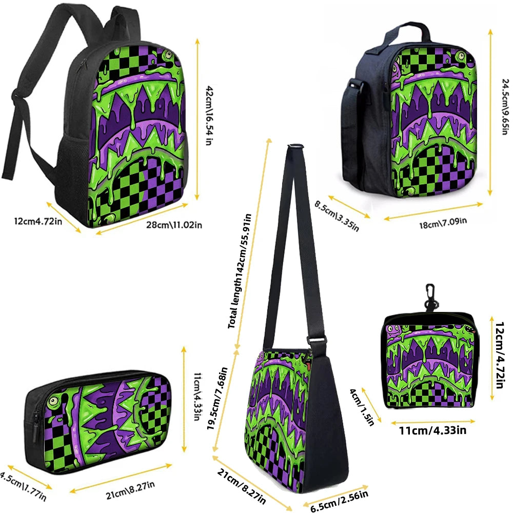 Trendy Shark Graphic Backpack Set | Ideal for School Adventures