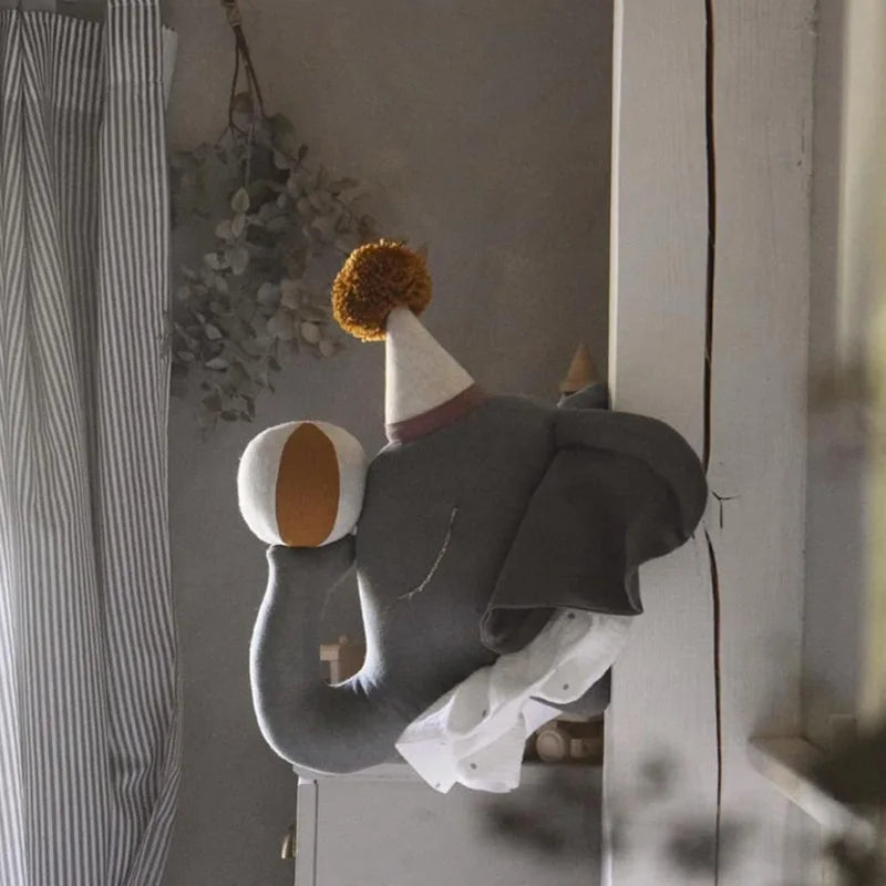 Adorable Elephant Head Wall Decoration | Charming Plush Toy