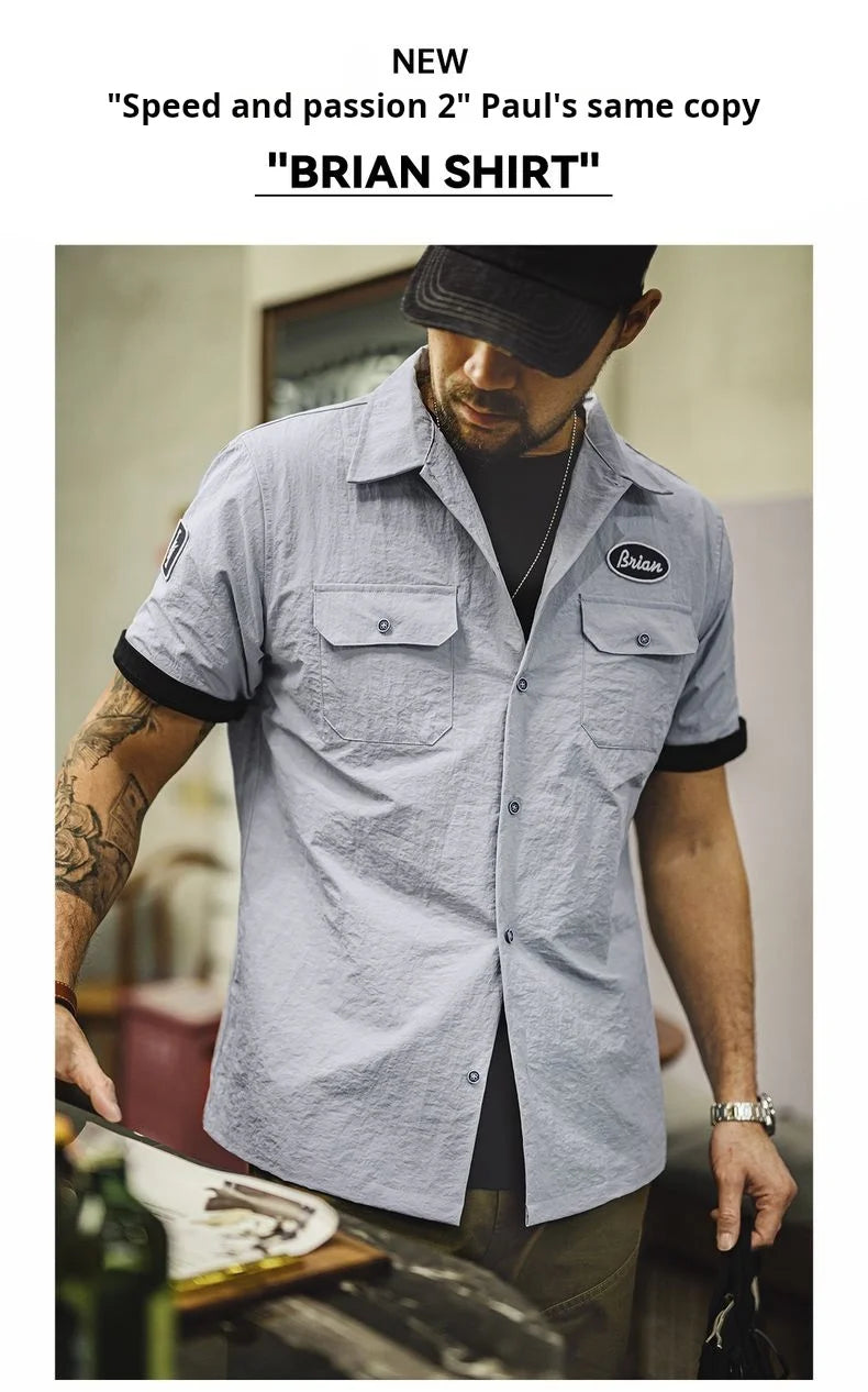 Men's Gray Printed Cuban Collar Shirt | Lightweight Summer Top