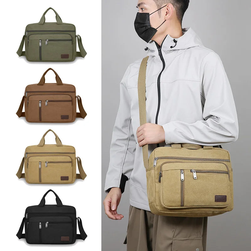 Men's Casual Canvas Shoulder Bag | Lightweight Crossbody Tote