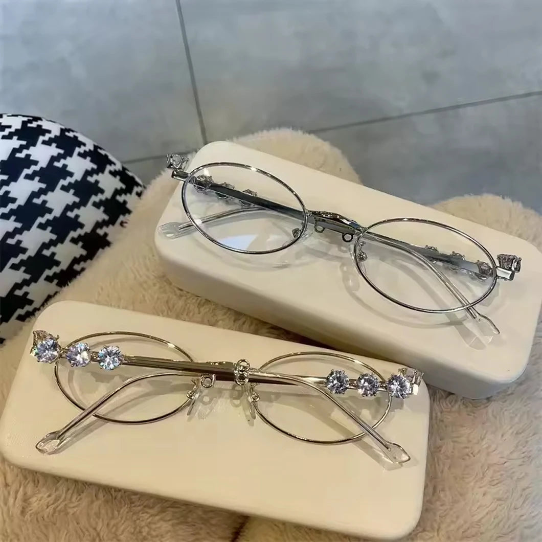 Women's Retro Silver Anti Blue Light Eyewear | Chic Oval Glasses
