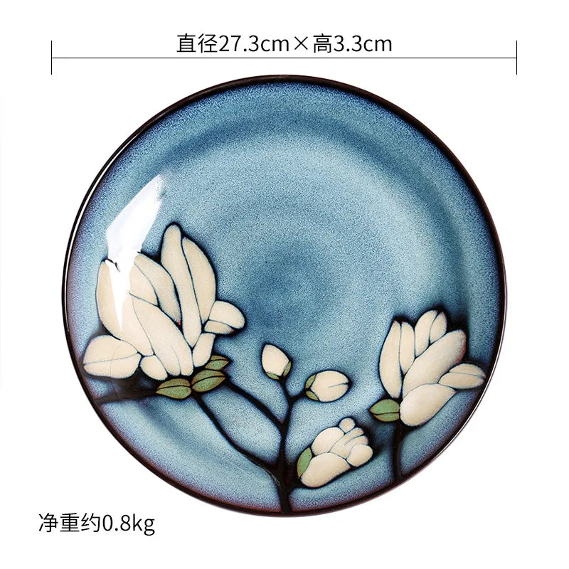 Juego de cuencos hondos para sopa pintados a mano de estilo japonés | Vajilla elegante