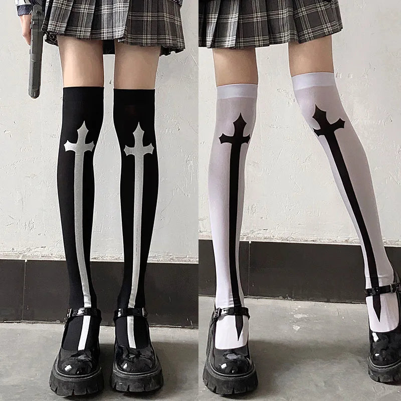 Punk Skull Stockings & Gloves Set | Gothic Cosplay Accessories