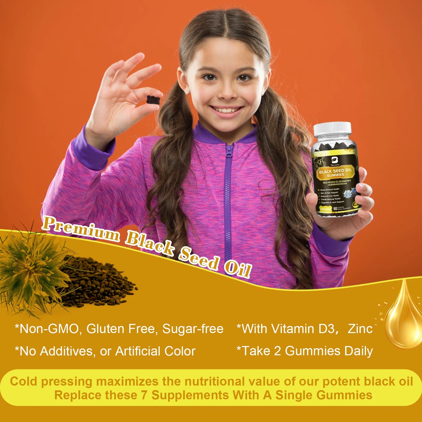 12 in 1 Black Seed Oil Gummies with Ashwagandha for Health