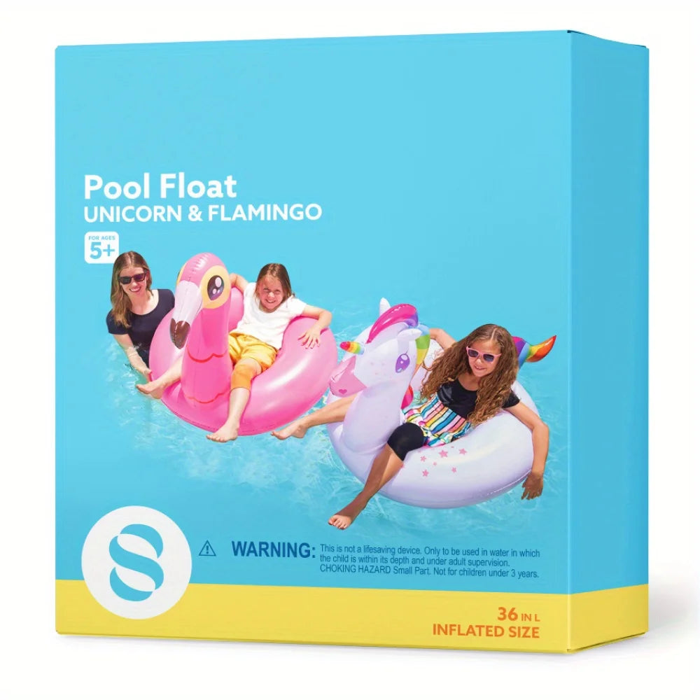 2Pack Fun Inflatable Flamingo Unicorn Pool Floaties for Kids