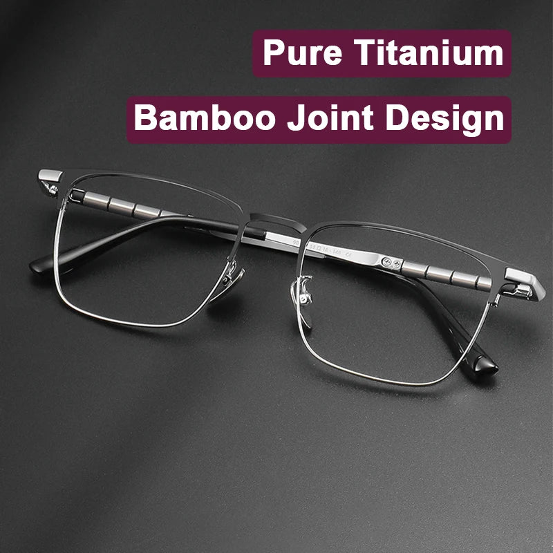 Men's Pure Titanium Square Eyeglasses | Stylish Business Eyewear