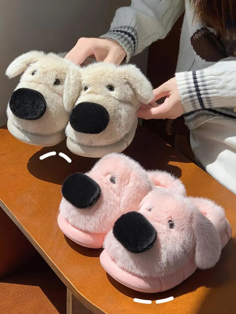 Children's Cartoon Puppy Plush Slippers | Cozy Warm Home Slides