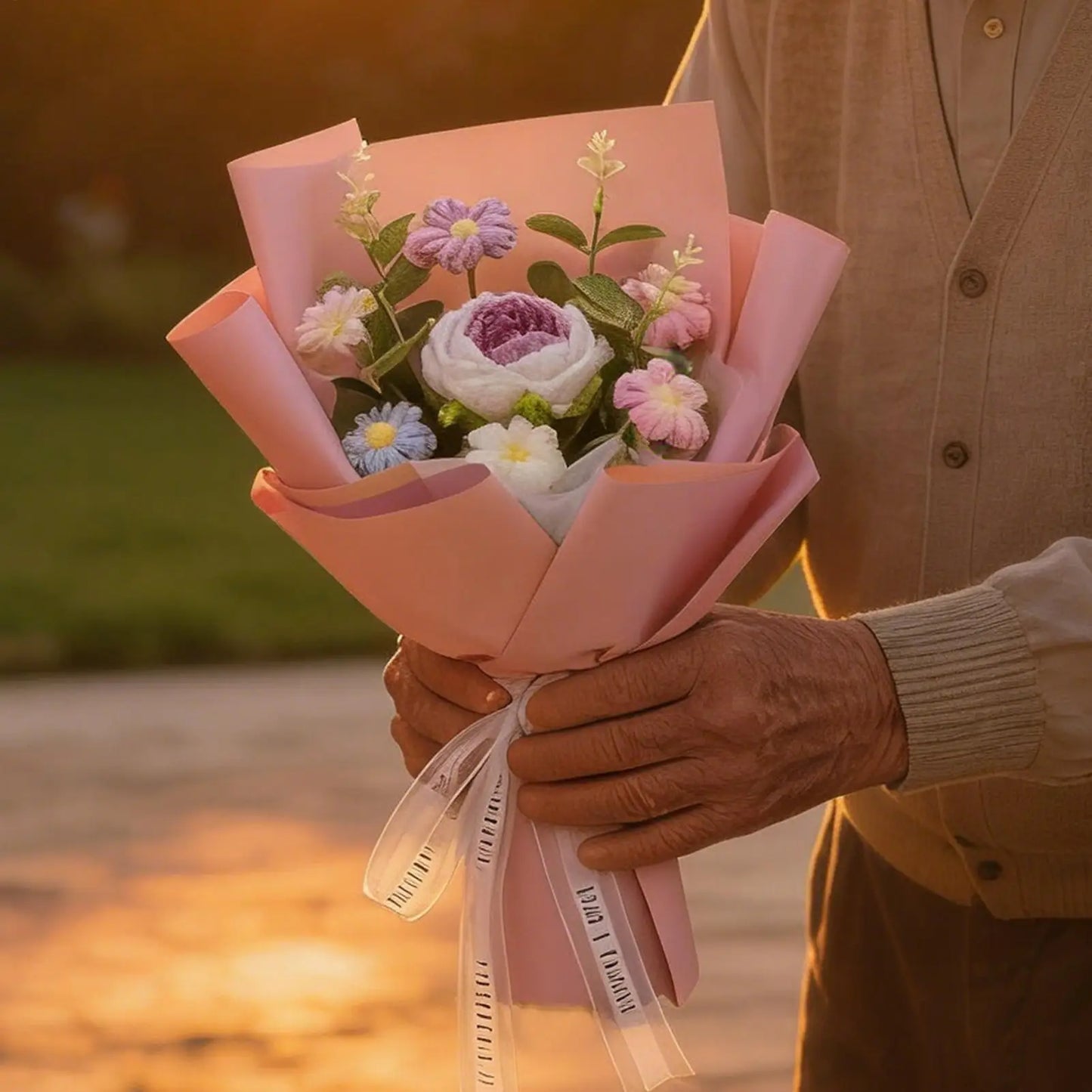 Ramo de flores de ganchillo hecho a mano | Encantadora decoración y regalos para el hogar