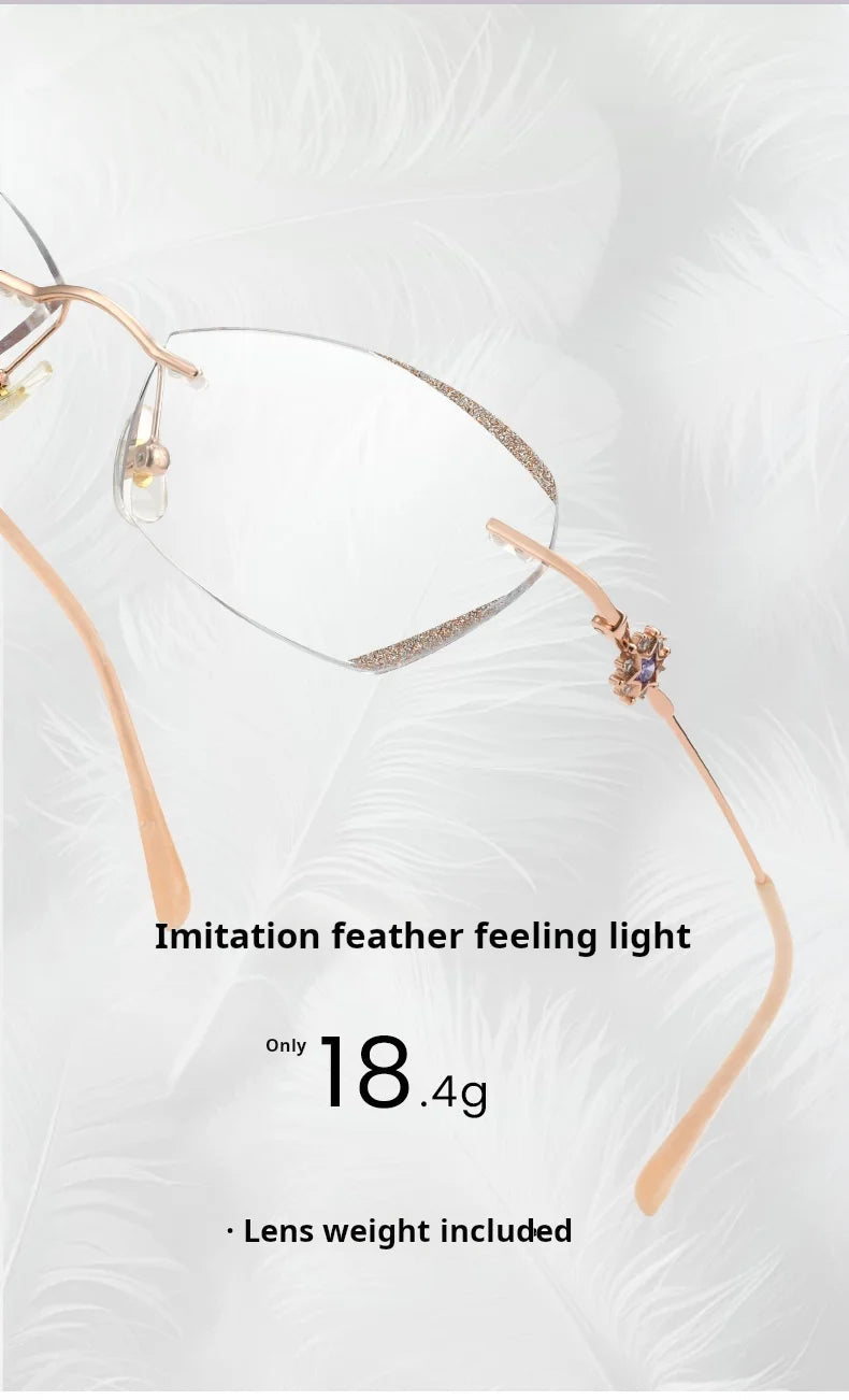 Stylish Rimless Cat's Eye Glasses | Anti Blue Light Prescription Eyewear