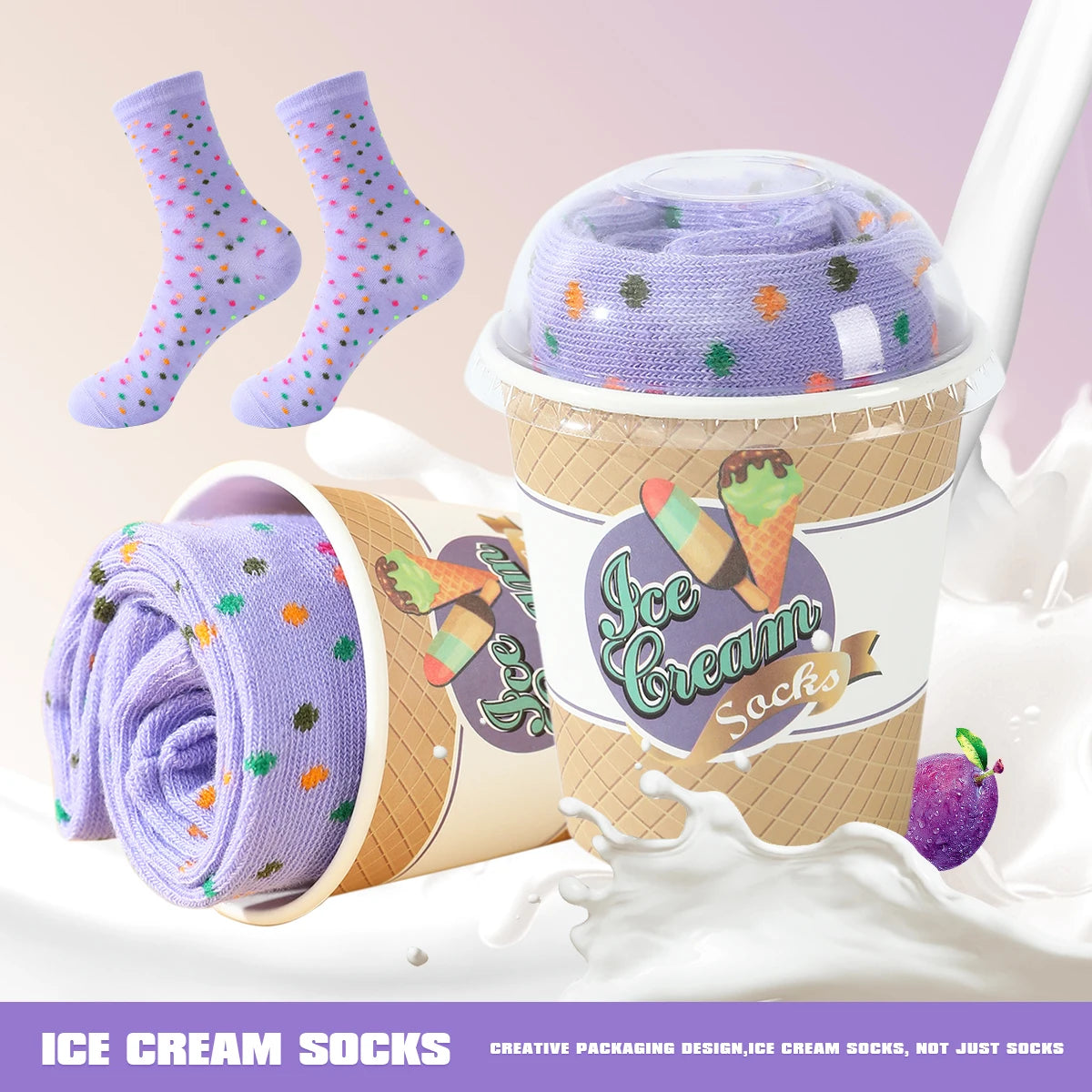 Creative Mid-Length Socks | Fun Ice Cream Design Gift