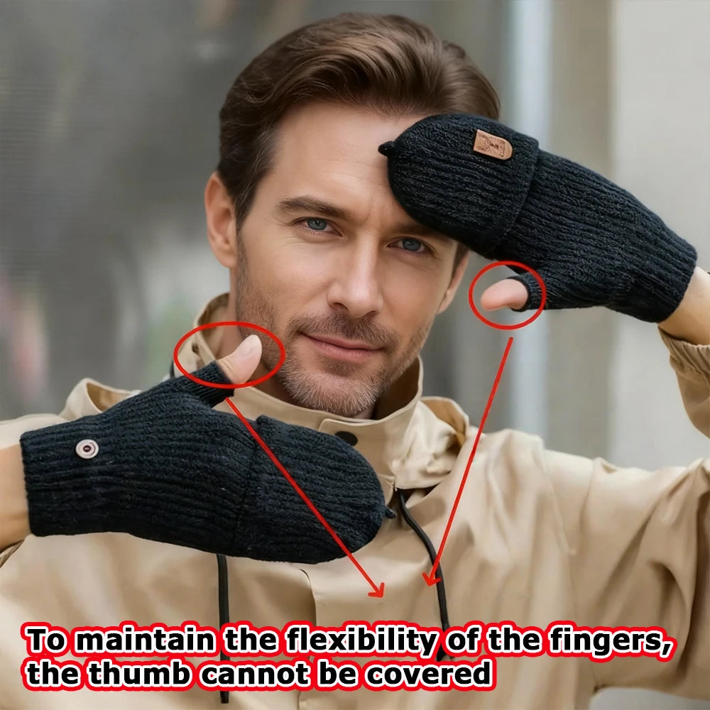 Half Finger Winter Gloves | Convertible Fingerless Mittens for All