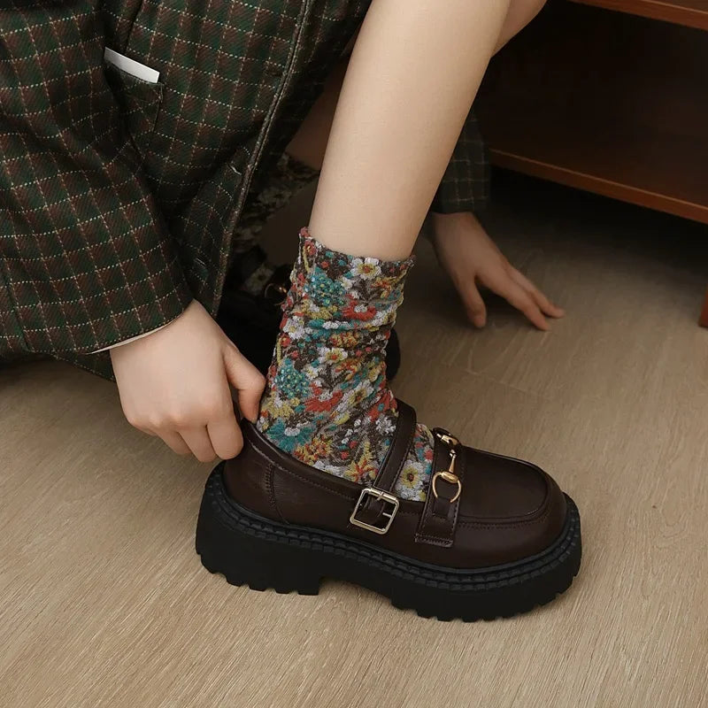 Women’s Vintage 3D Flower Embroidery Socks | Retro Chic Comfort
