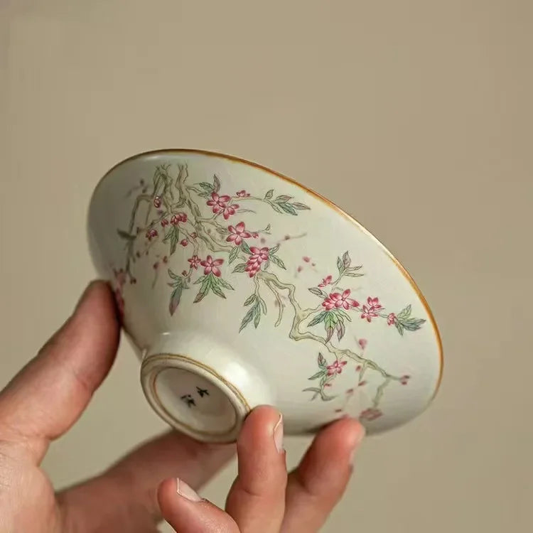 Retro Ceramic Tea Brewing Cup Set | Elegant Anti-Scald Teacup
