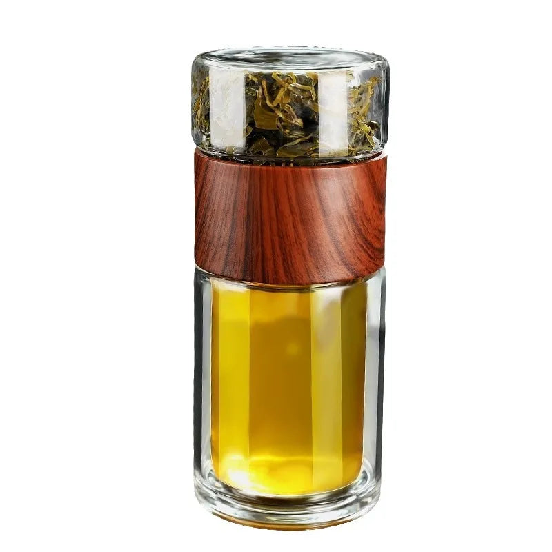 Eco-Friendly Double Glass Water Bottle with Infuser | Stylish Drinkware